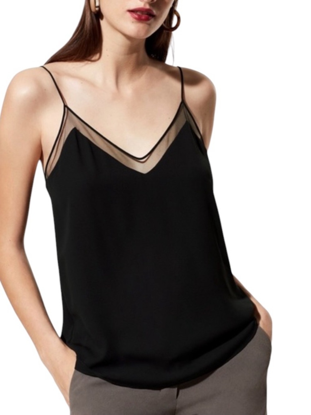 Babaton Galen Camisole in black with mesh neckline size S good condition